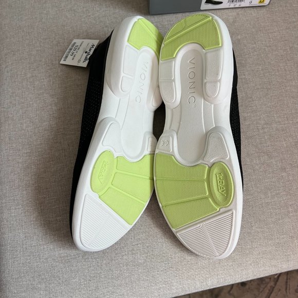 Vionic Black Flats with Neon Green Insole - Picture 4 of 5